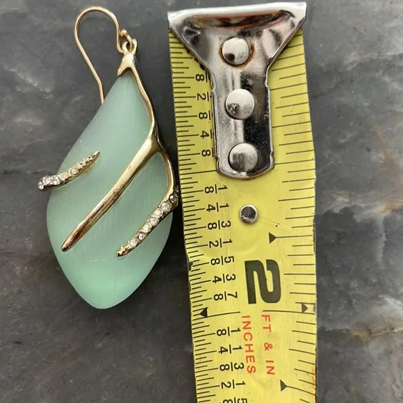 Alex Bittar Blue Teal Seafoam Lucite Crystal Encrusted Gold Branch Drop Earrings - Picture 12 of 15